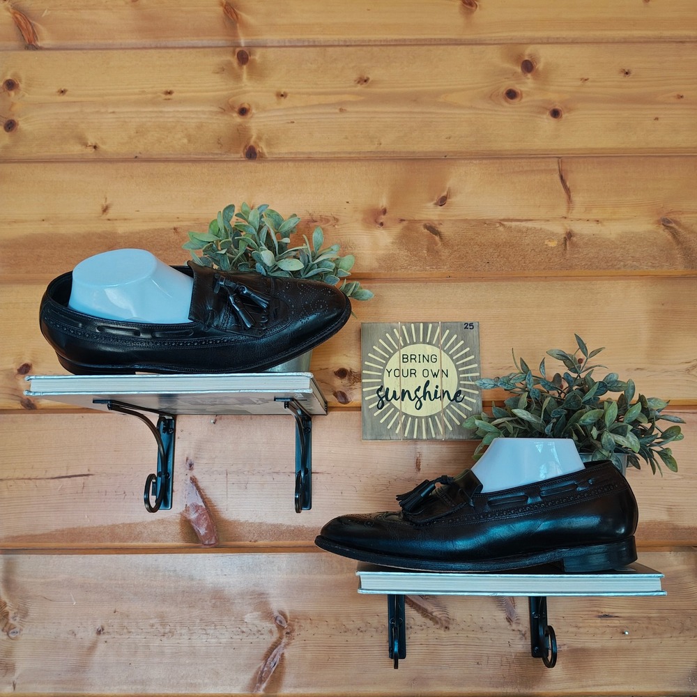 Florsheim Imperial Vintage Black Wing Tip Kiltie Tassel Oxford Dress Shoes USA 9